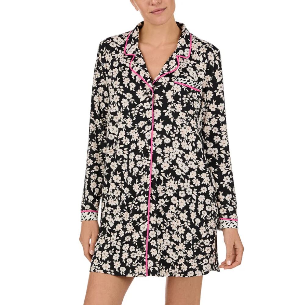 NWT Room Service Kylie Knit Sleepshirt In Daisy Delight - Black Daisies  size S
